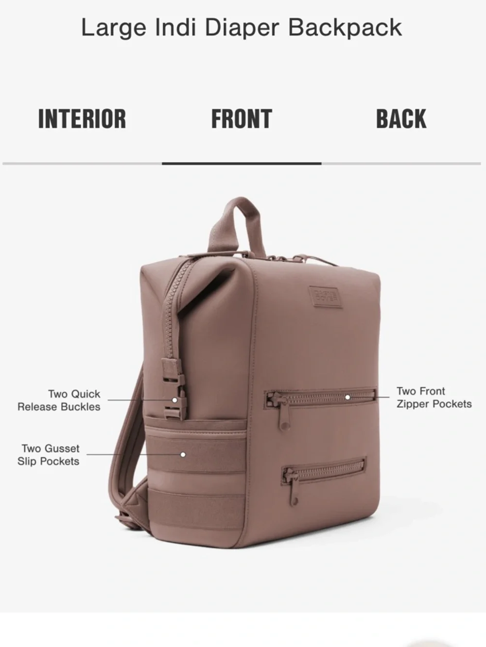Dagne Dover INDI NEOPRENE DIAPER BACKPACK Dark Moss - a deep olive green